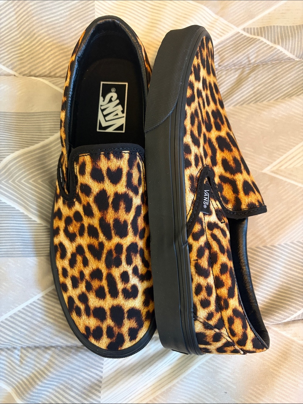 Vans Leopard Print Slip-On Sneakers - Black Sole